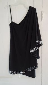 Blondie Nites one shoulder black cocktail dress 11